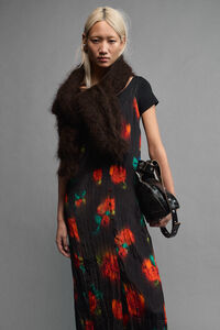 Black Ribbon Roses dress with double cord straps