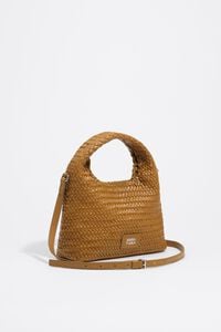 Small lime plaited leather Paper bag