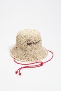 Gorro rafia papel natural con cord&oacute;n