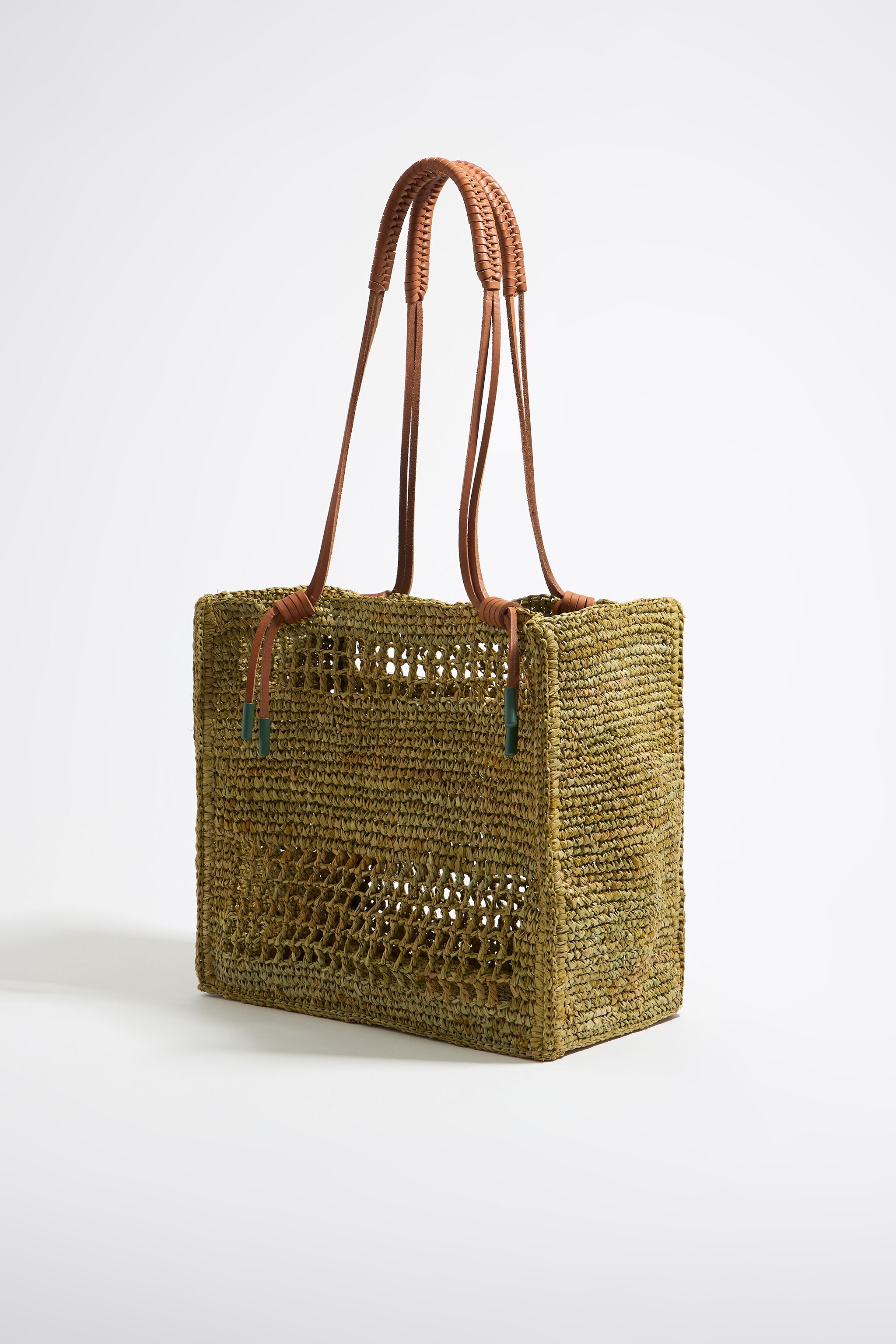 ファッション雑貨・小物その他 Large Raffia Tote Large khaki raffia tote bag