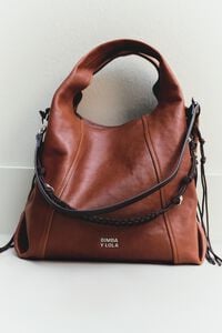 Medium dark tan leather Paper bag