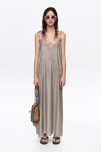 Vestido lencero fluido plata