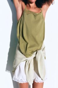 Top tirantes encaje caqui