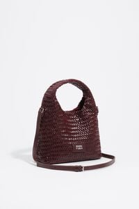 Small burgundy plaited leather Paper bag