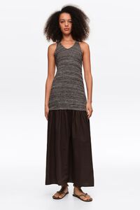 Brown two-material knit dress