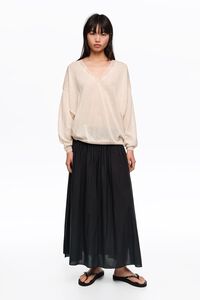 Falda l&iacute;nea A maxiabertura negra