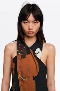 Top cruzado lino Blot negro