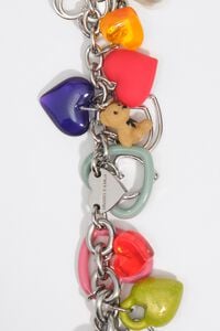 Silver heart multicharm bracelet
