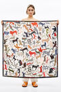Light grey art brut animal scarf Light grey art brut animal scarf