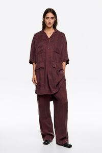 Fluid burgundy darted trousers