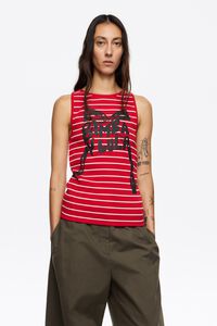 Red logo tie sleeveless top
