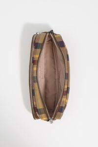 Coated chocolate green tartan pocket case