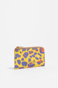 Intense yellow Leopard nylon card holder/coin purse