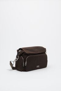 Bolsa pocket solapa grande encerada caf&eacute; oscuro