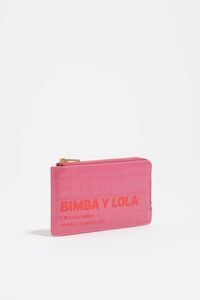 Tarjetero-monedero grabado cocodrilo rosa oscuro