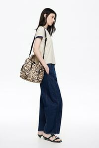 Medium beige Leopard nylon Pocket Paper bag