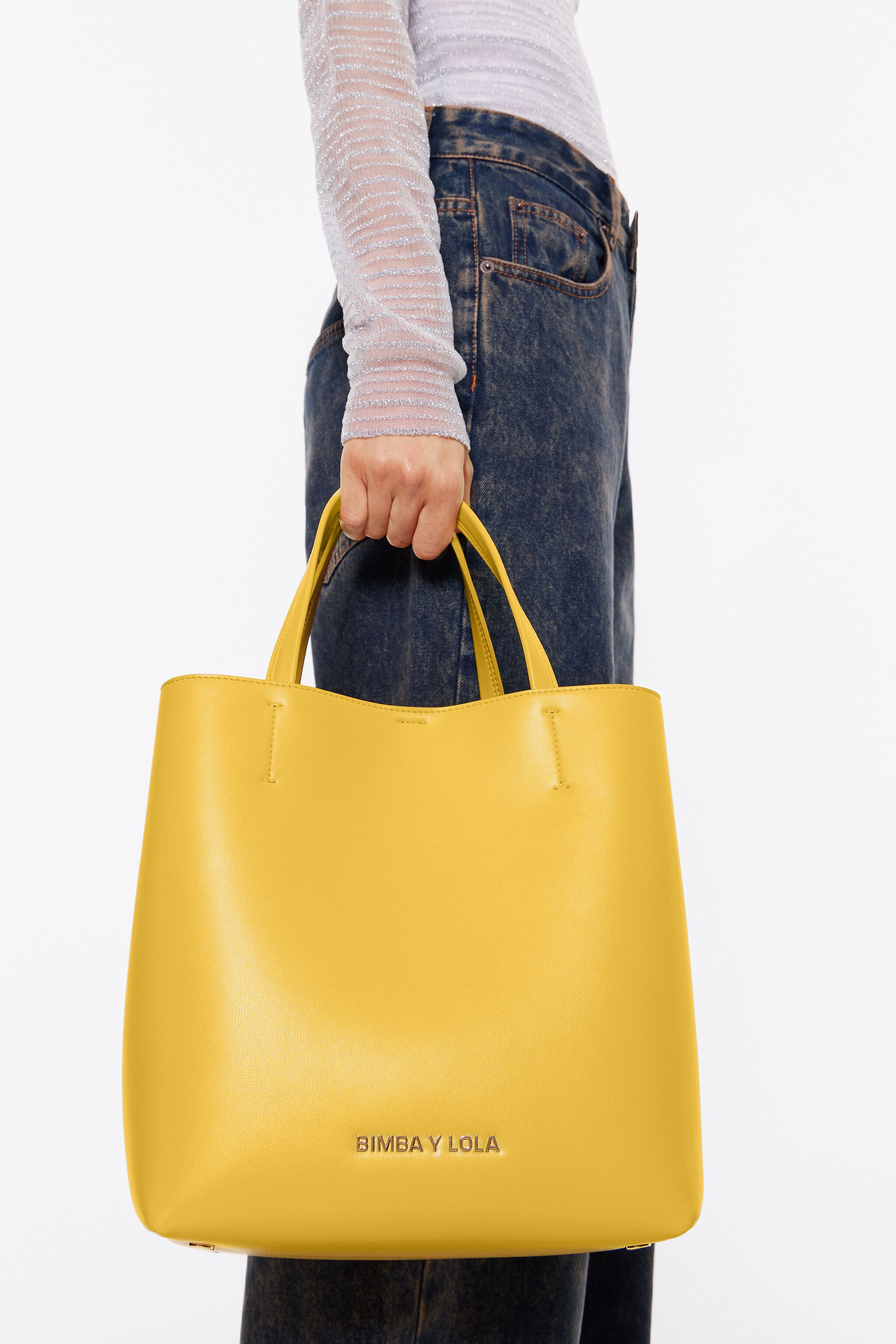 Large yellow leather handbag outlet