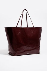 Maxi chestnut leather shopper bag
