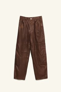Pantal&oacute;n piel lavada 5 bolsillos caf&eacute;