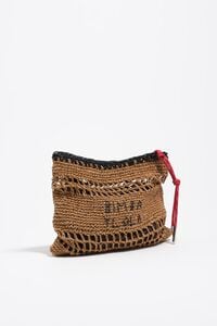 Bolsa de mano mediana efecto rafia natural oscuro