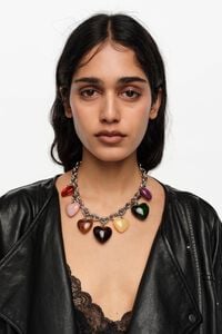 Collar corazones resina multicolor