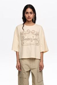 Camiseta maxilogo bordado ingl&eacute;s vainilla