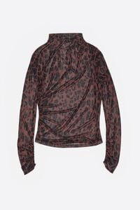 Camiseta tul fruncida Leopard Big caf&eacute; oscuro
