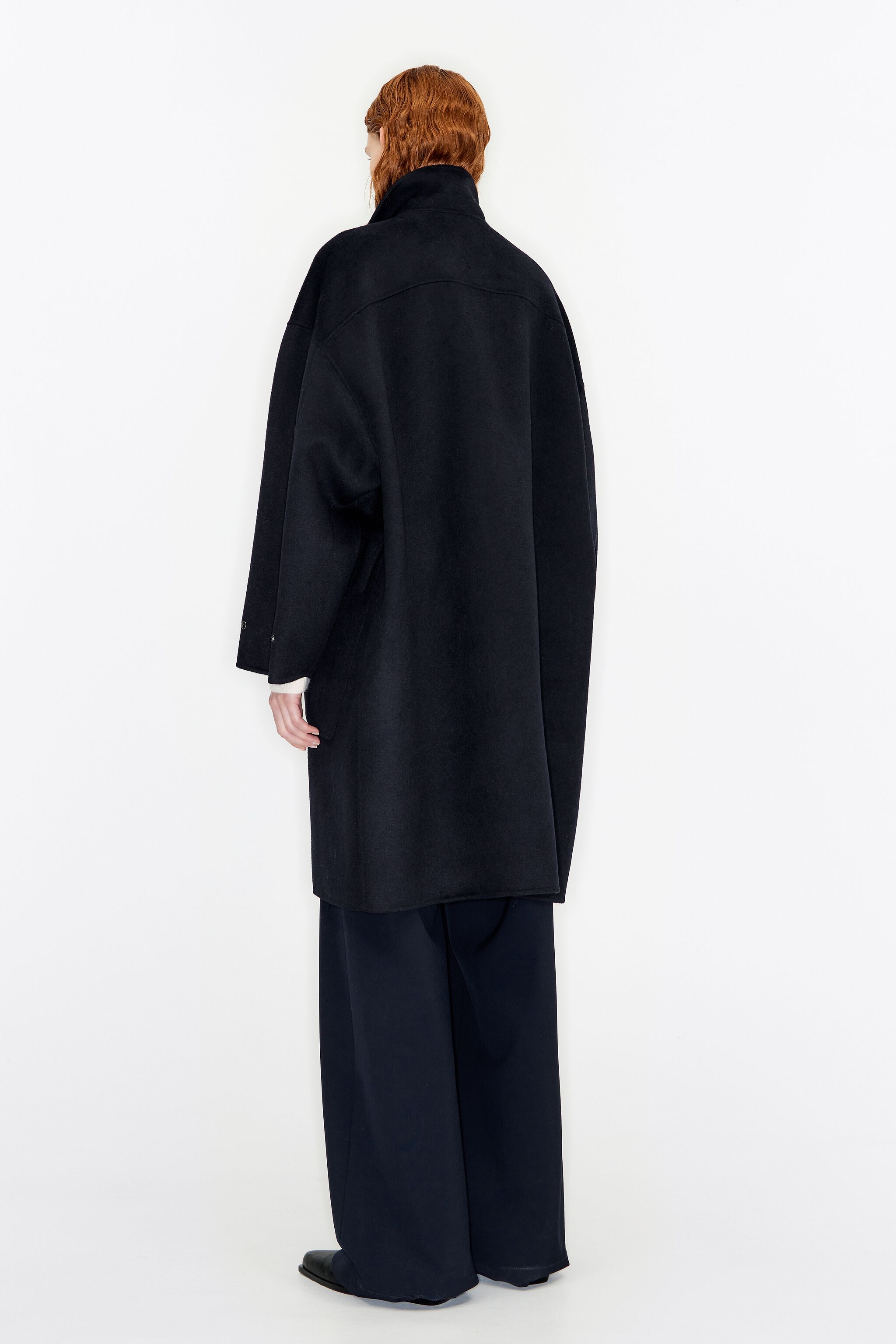 Handmade navy blue discount wool coat