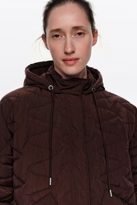 Short chocolate padded A-line trench