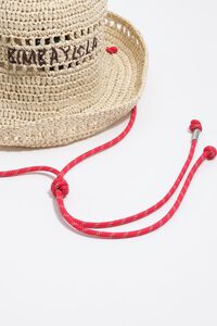 Natural paper raffia hat with cord