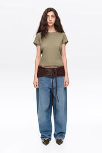 BARREL- Mid-blue denim leg 5-pocket trousers