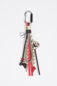 Pompom key ring with ropes