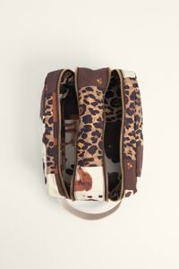 Neceser doble grande nylon patchwork chocolate