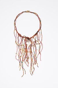 Collar de flecos con abalorios multicolor y n&aacute;car
