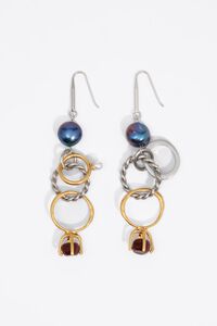 Ring earrings with natural pearls and crystals