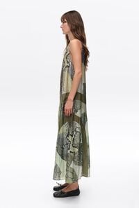 Vestido l&iacute;nea A Snake patchwork verde