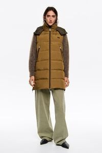 Chaleco reversible capucha caqui claro