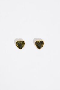 Olive crystal heart earrings