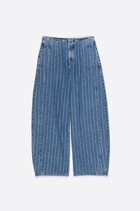 BARREL - Striped blue jeans with buckle