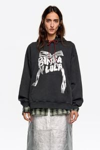 Sudadera capucha logo lazo negra