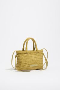 Small plaited light yellow leather bag