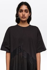 Vestido bimateria irregular negro