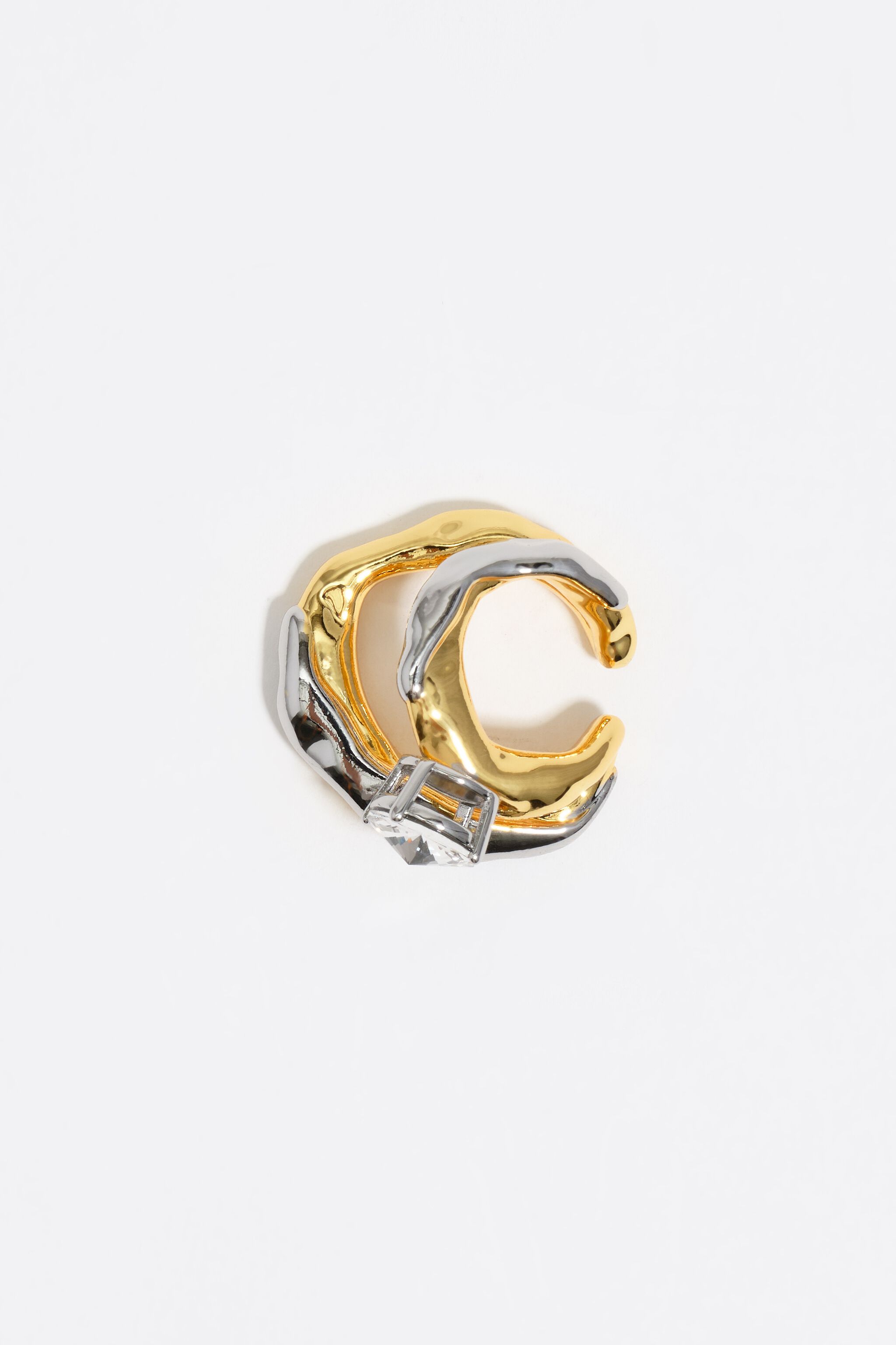 Two-tone textured ear cuff earring