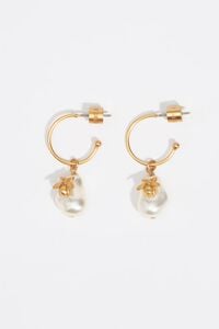 Aretes aro mediano perlas y abejas dorados
