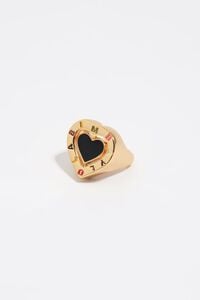 Gold swivel heart logo ring