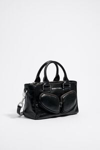 Bolsa tote Pocket mediana piel negra