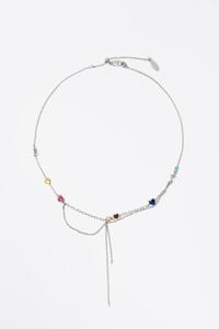 Collar cristales y cadenas plateado