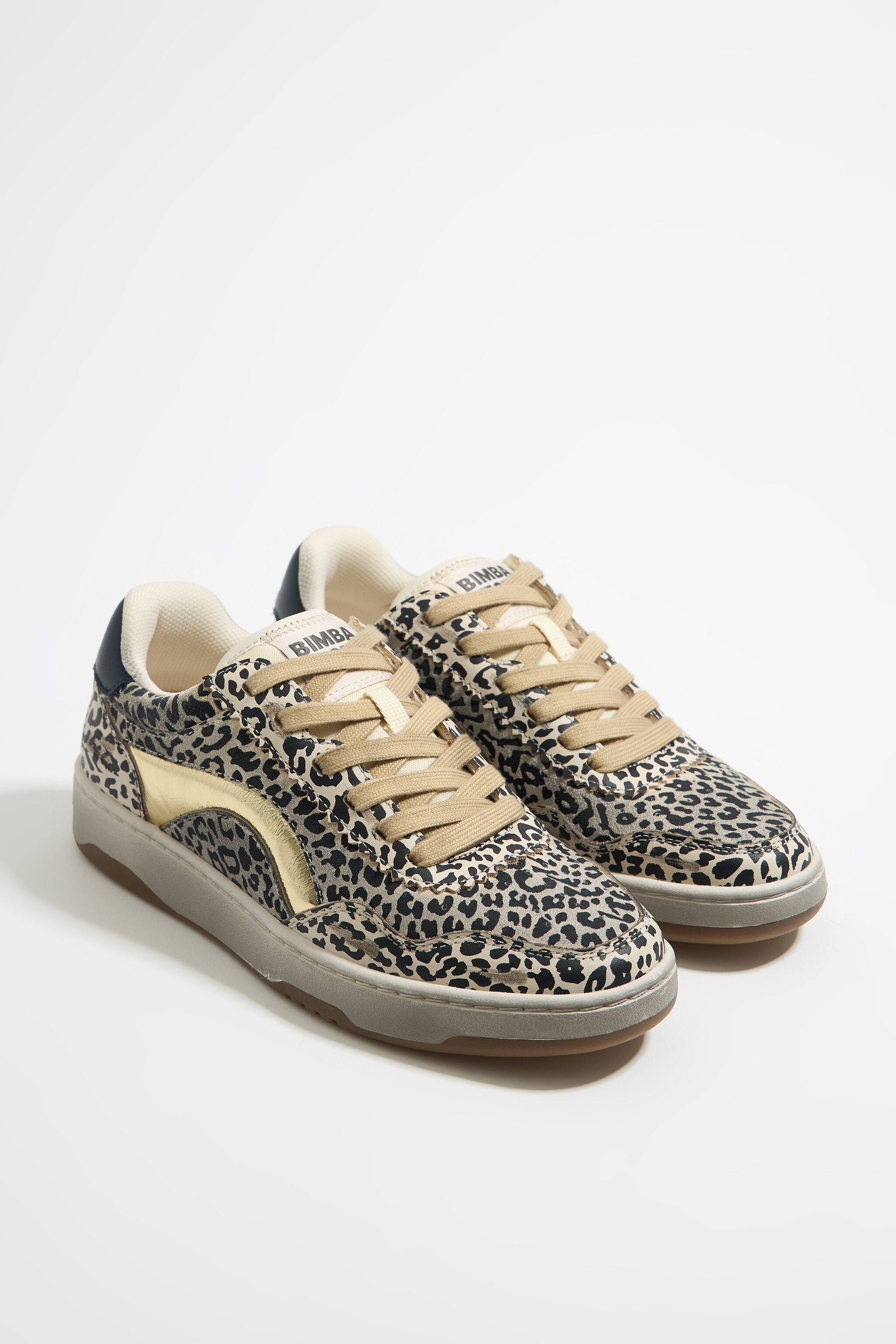 Tenis cupsole piel print Leopardo beige