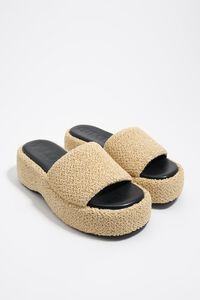 Natural fabric high platform sandal
