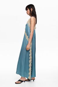 Vestido lencero fluido verde azulado